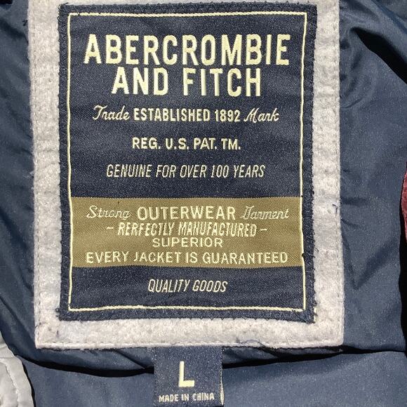 Abercrombie & Fitch Men’s Gray Puffer Jacket Large – Down Fill, Warm, Hooded - Picture 3 of 8